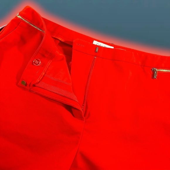 NWOT Calvin Klein ‘Women’s Zip-Detail Ankle Pants’ in Tomato Red / Orange 16 - Picture 5 of 9